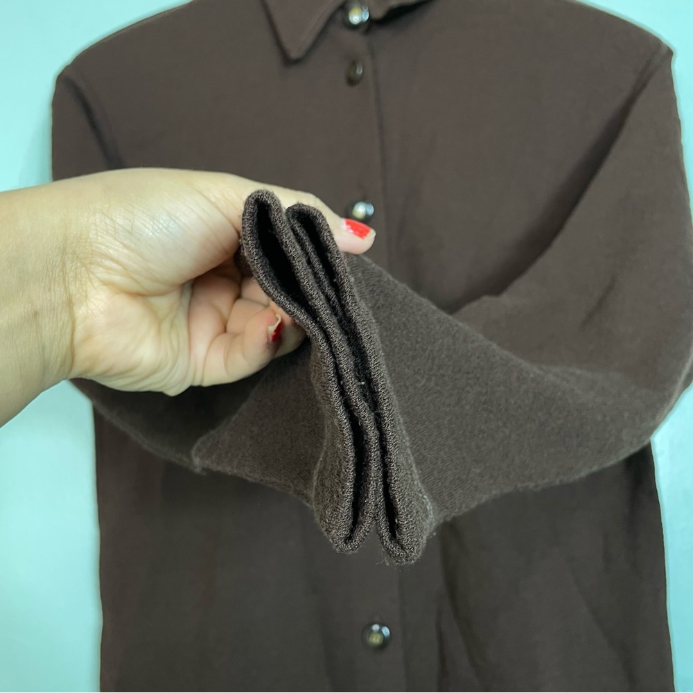 Vintage Fendi Button Down Brown Long Sleeve Fendin Button Size 4 - Picture 4 of 13